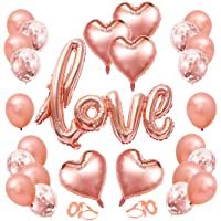 Kit de Decoración para Bodas- 32 PCS Kit Bodas Aniversarios Decoraciones - Love XXL- Globos Corazon Rosa- Decoración Día…
